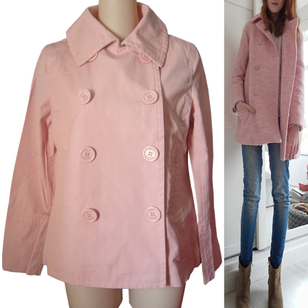 Pink Canvas Double Breasted Spring Coat NWOT